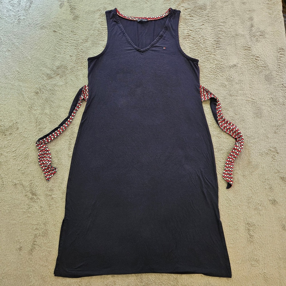 Tommy Hilfiger Navy‎ Blue V-Neck Tank Sleeveless Tie Back Midi Dress